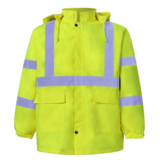 Rain Jacket Lime - Detach Hood Class 3