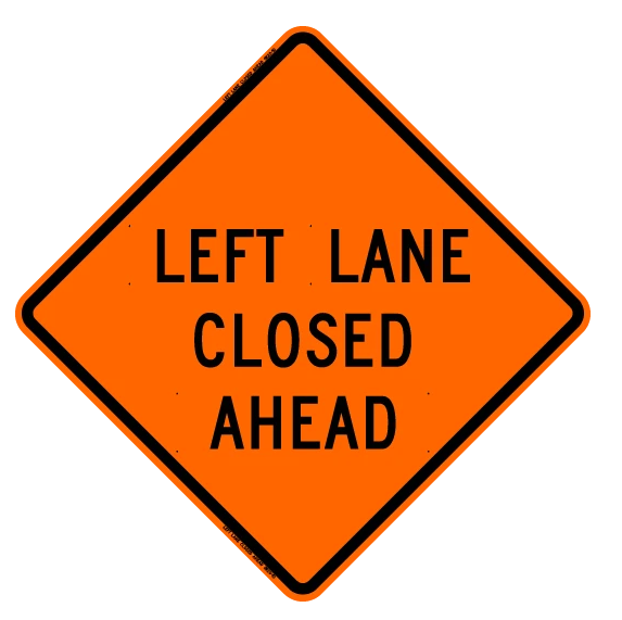Mesh Sign "Left Lane Closed", 48" X 48" (Sign Only)