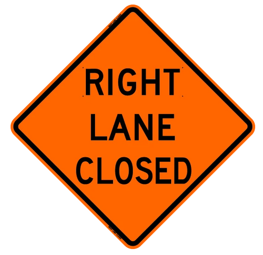 Mesh Sign "Right Lane Closed", 48" X 48" (Sign Only)
